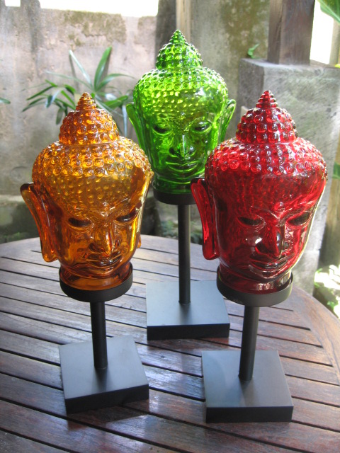 Colored Glass Buddha Heads