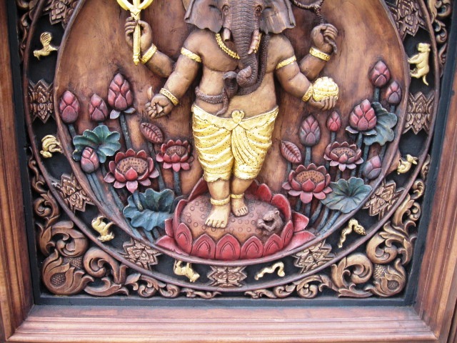 Ganesh Teak Zodiac Wall Panel