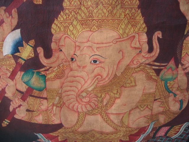 Three Headed Ganesh Painting Thailand