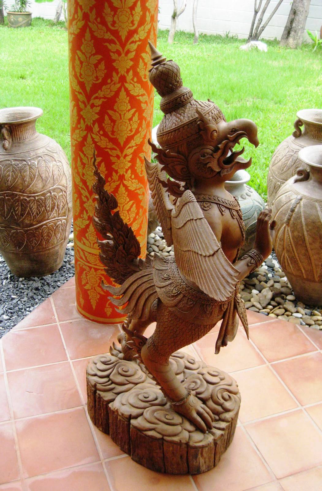 Hand Carved Teak Wood Standing Garuda