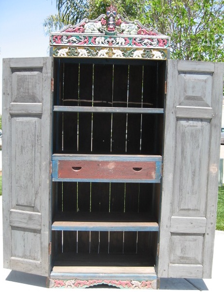 Antique hand carved teak wood cabinet