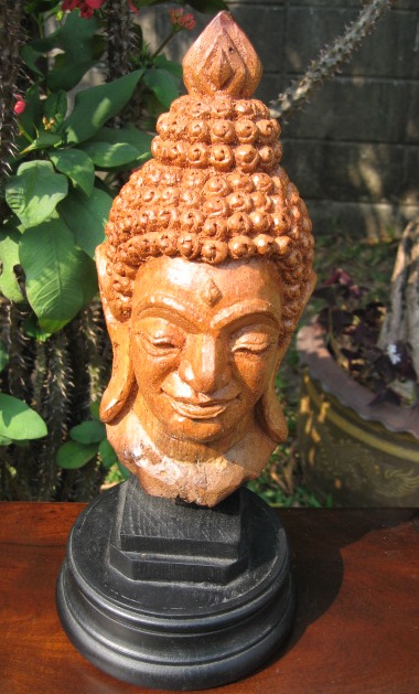 Hand Carved Buddha Head from Meatless Coconut