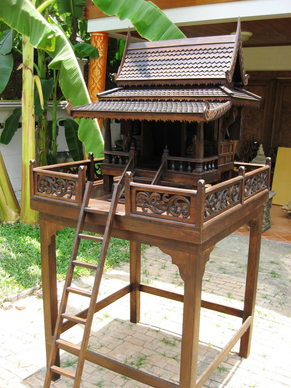 Set of Thai Teak Wood Spirit House