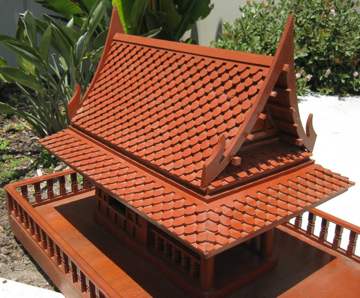Golden Teak Wood Thai Spirit House Large Ayutthaya Style