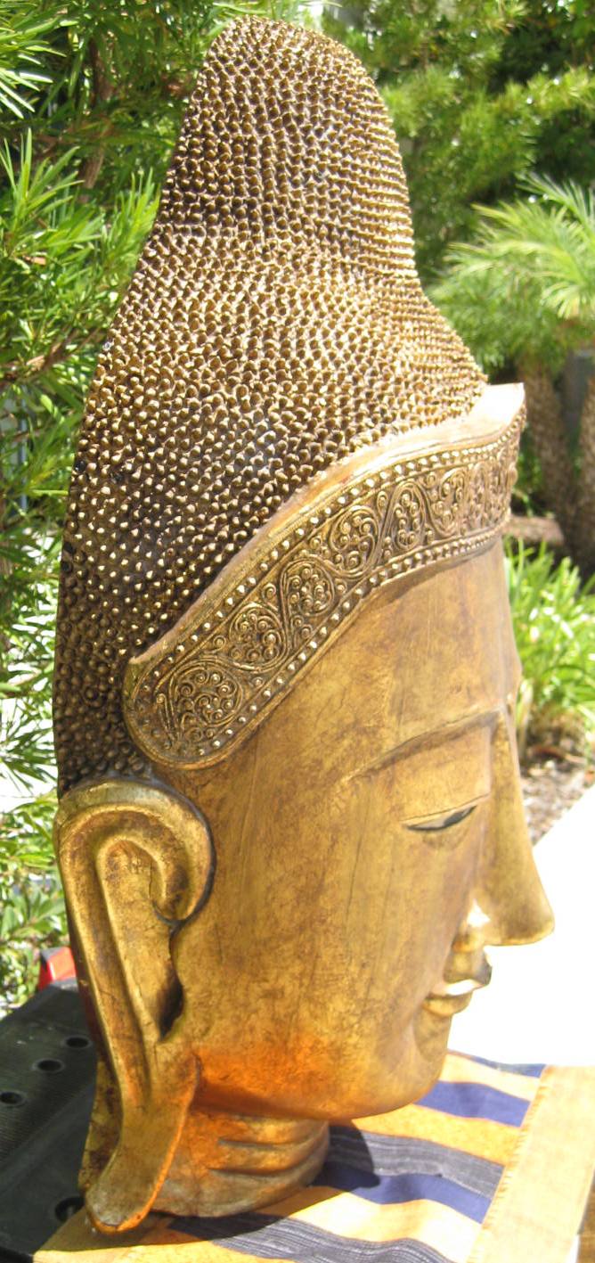 Larger than Life Size HALF Buddha Head Gold Leaf
