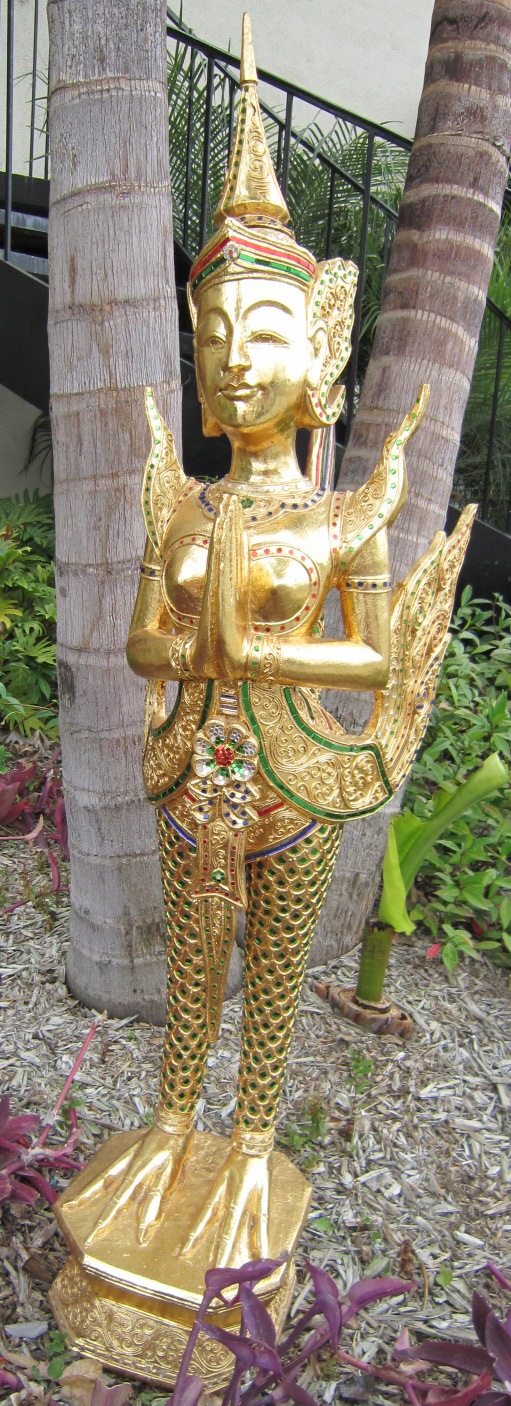 Standing Hand Carved Kinnaree Statue