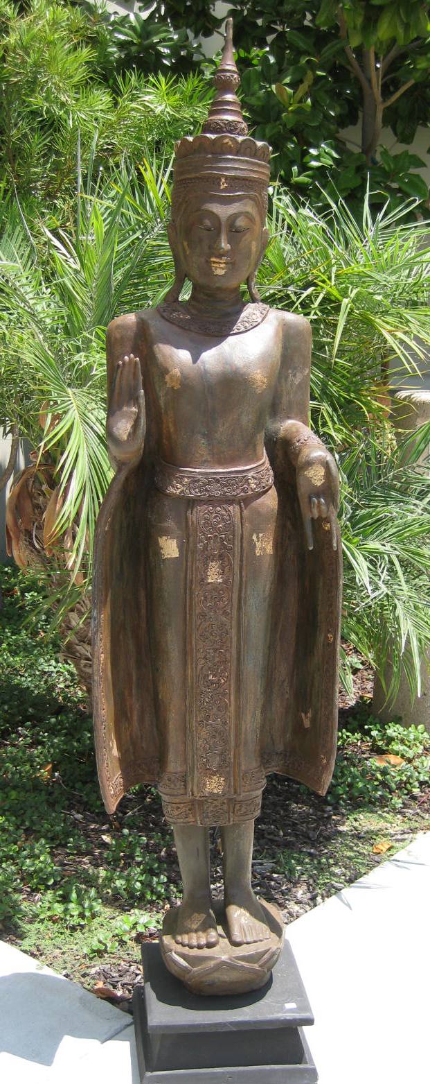 Standing Khmer Buddha 75" tall