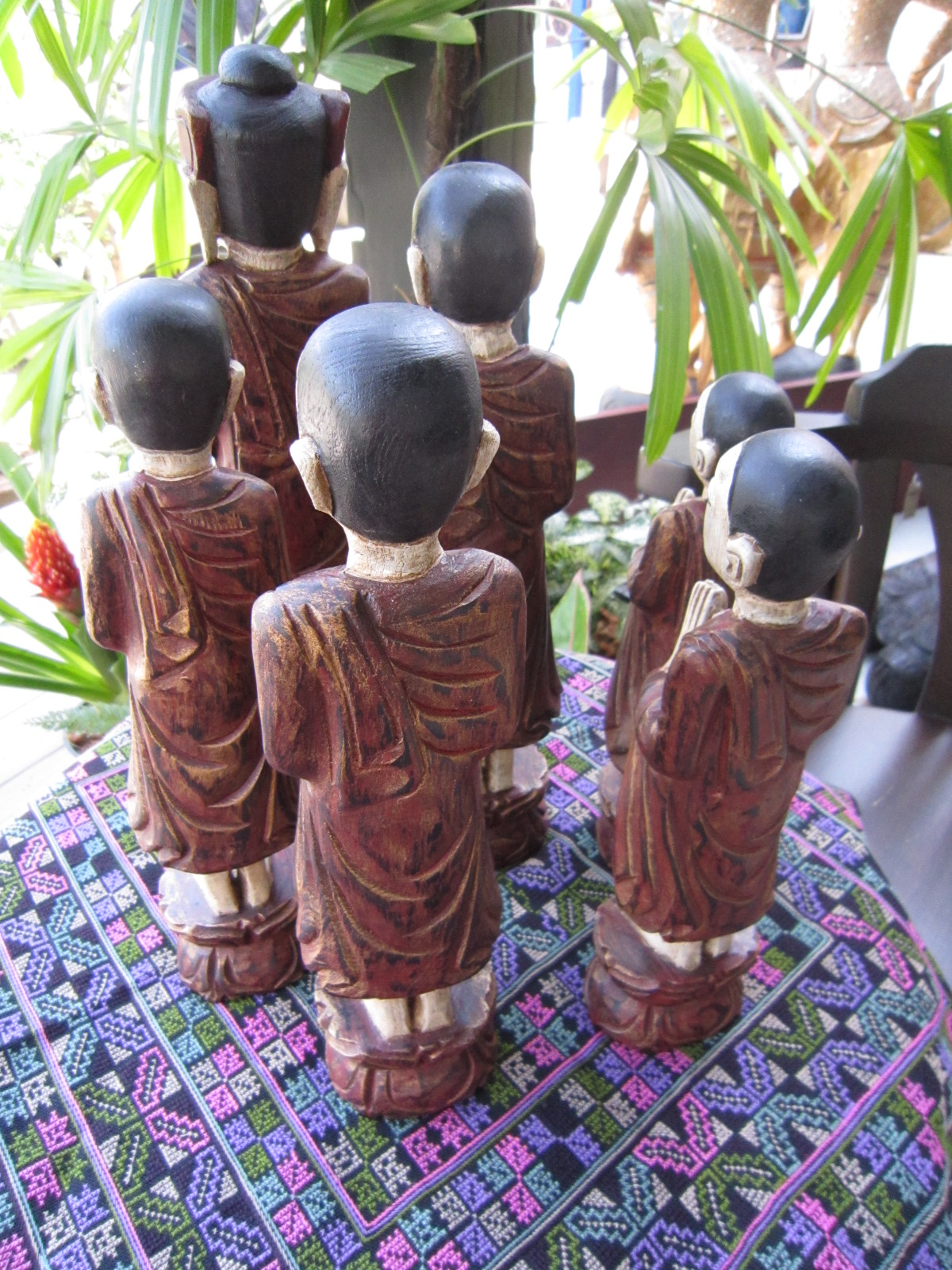 Hand carved set of Buddha and Disciples